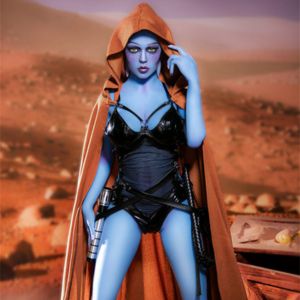 Blue alien sex dolls with glowing saber - futuristic fantasy brought to life in high detail