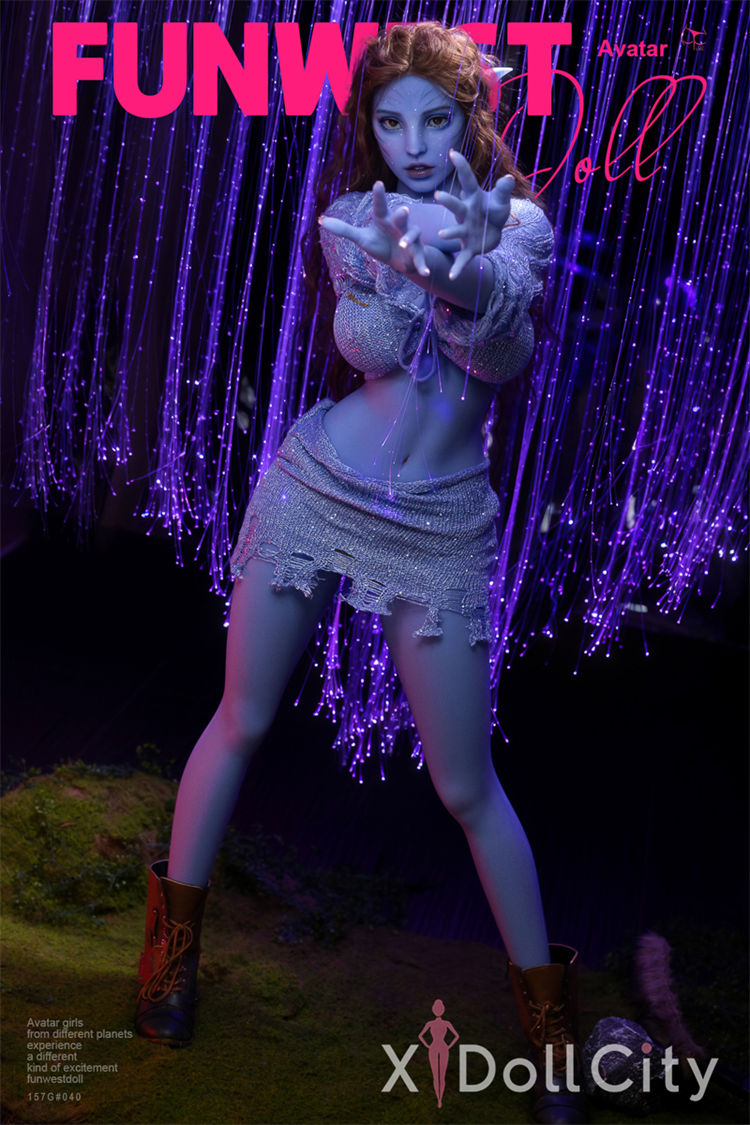 157cm (5ft1) G-cup TPE Elf Adult Sex Doll Kylie, Head #040, Blue Skin