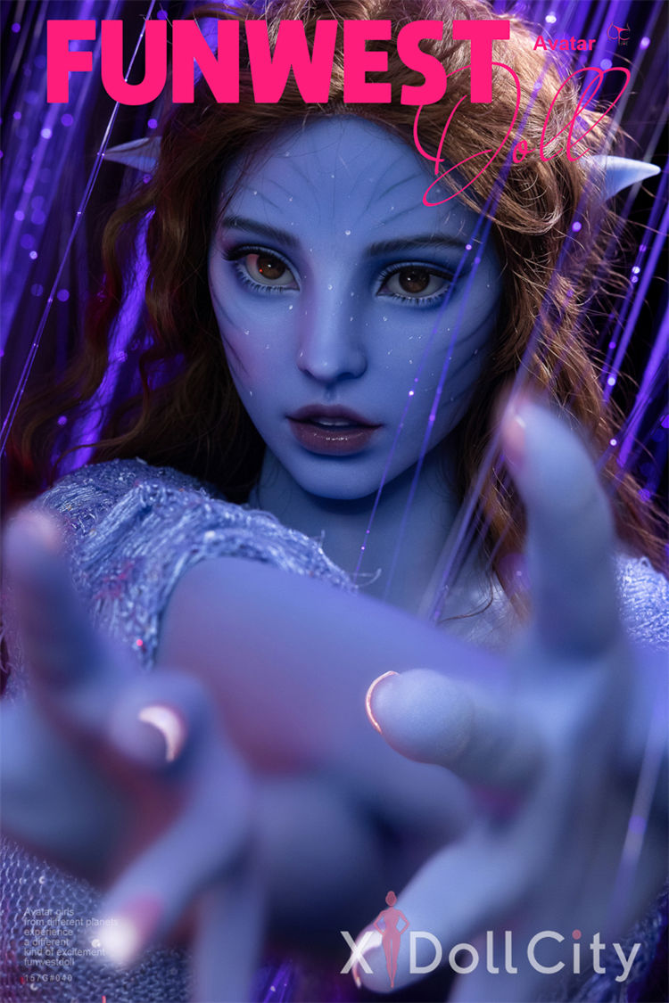 157cm (5ft1) G-cup TPE Elf Adult Sex Doll Kylie, Head #040, Blue Skin