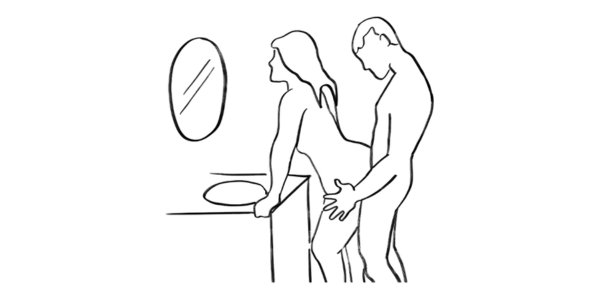 Bathroom Badass sex position, a sex on standing position for daring and thrilling intimacy