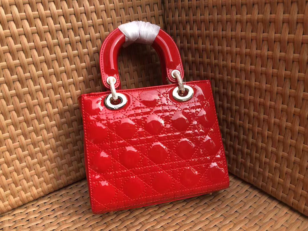 Dior red patent leather Diana bag