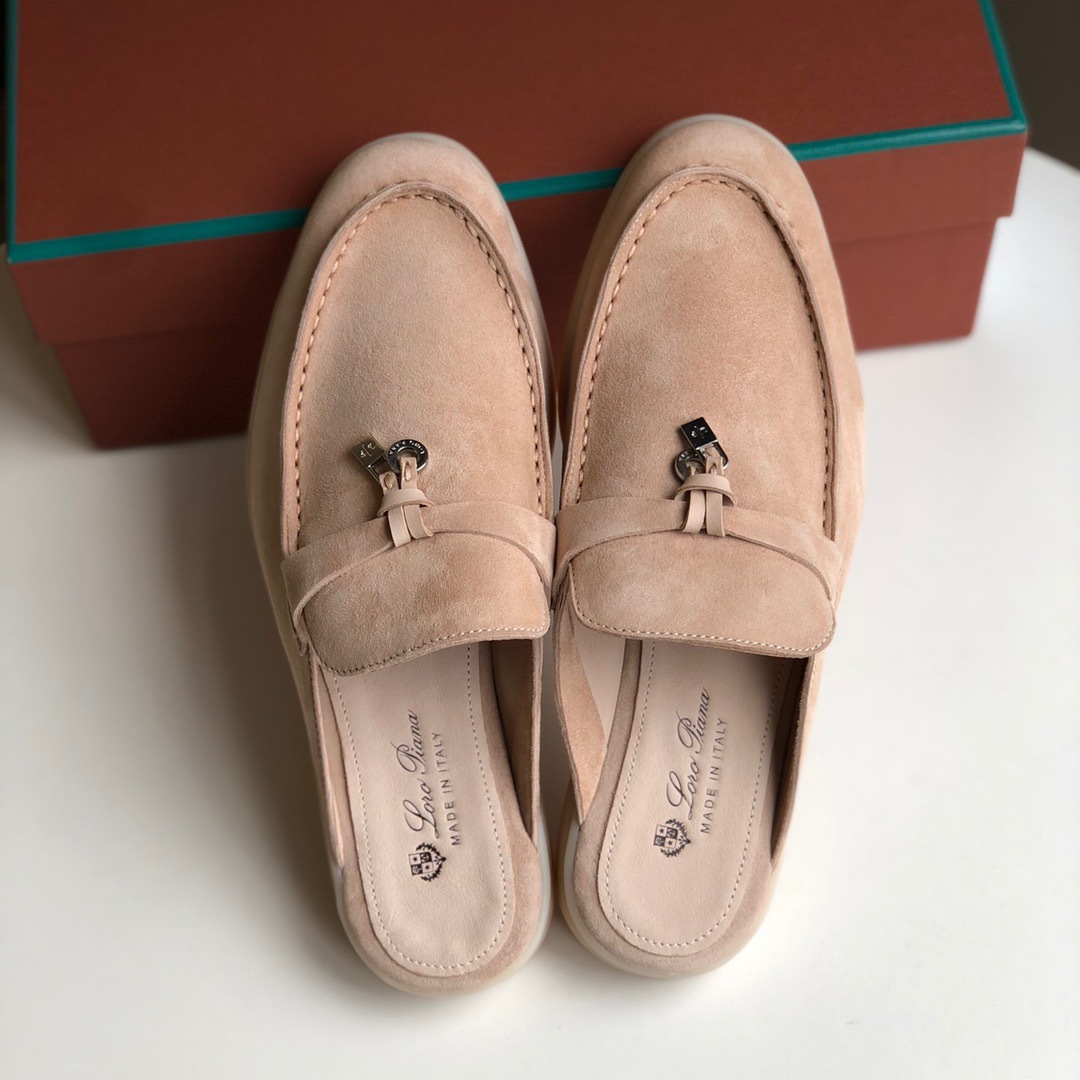 Loro*Piana Women's Slippers LP Leather flat lazy comfortable slip-on Muller sandals