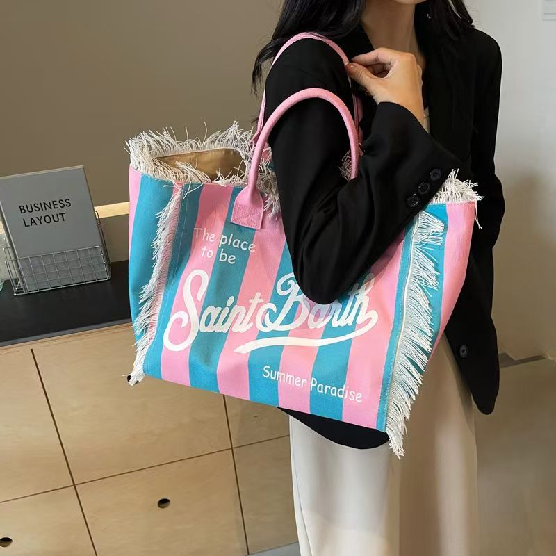 Contrast color large capacity tote shoulder women's bag