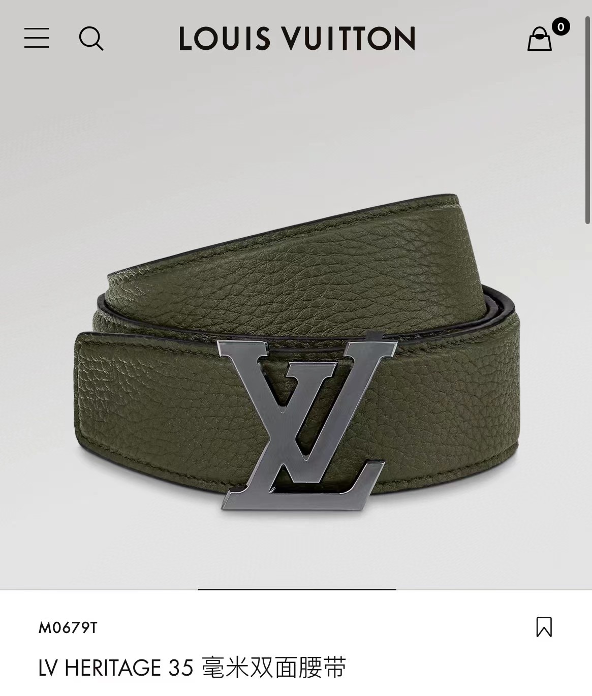 High Quality LV Belts 35MM Real Leather