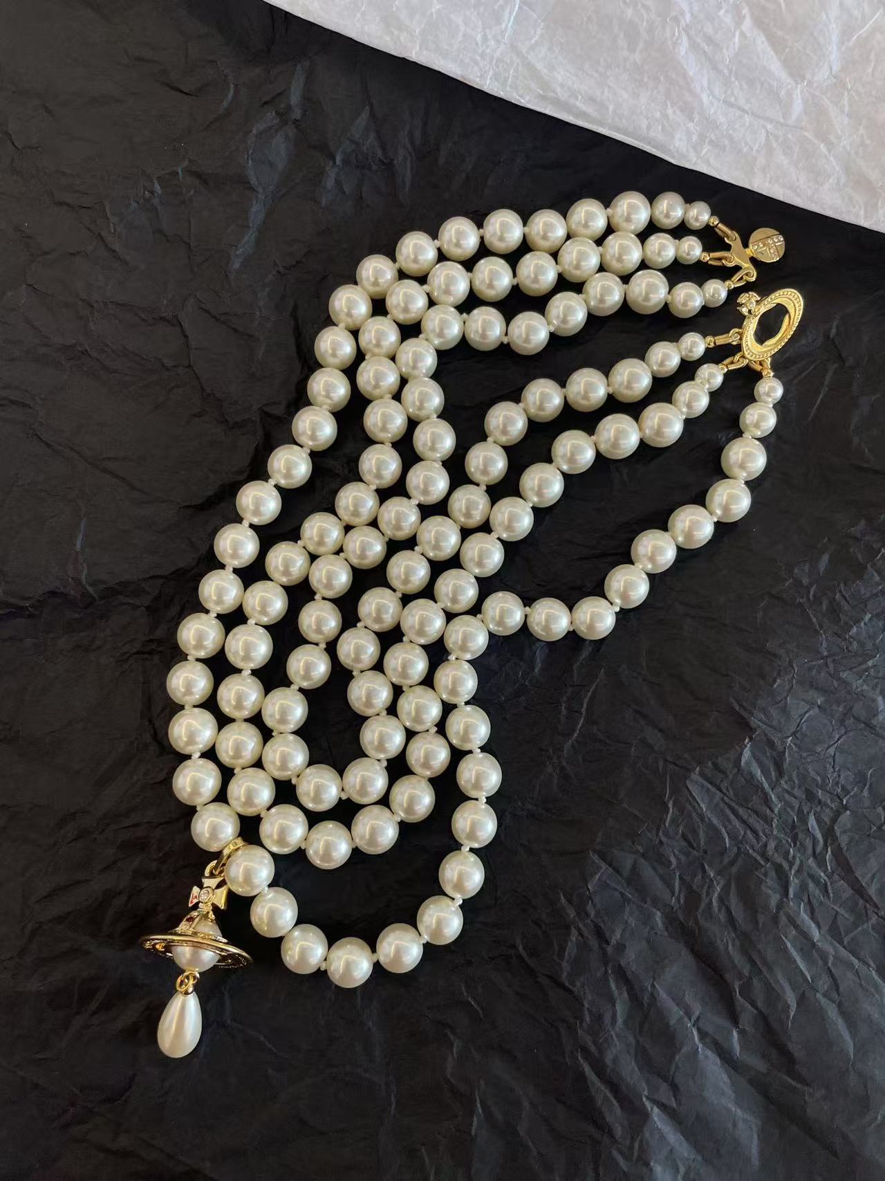 Vivienne Westwood Triple Pearl Pendant Necklace