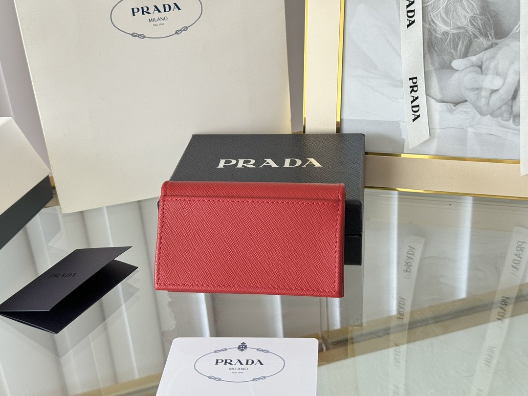 Prada Wallet Card Holder Purse 100% Genuine In Black Saffiano Leather