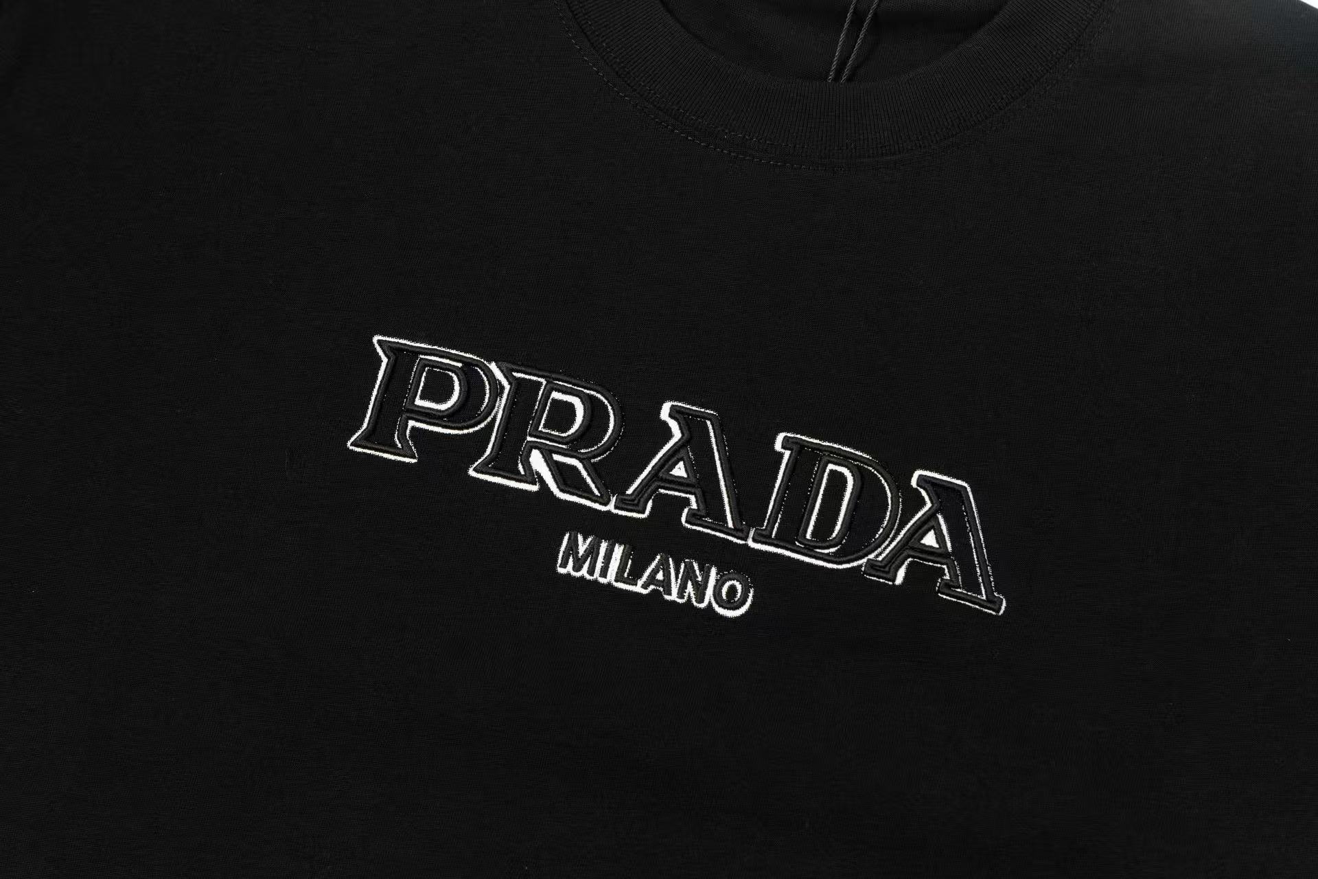 Prada embroidered letter logo T-shirt