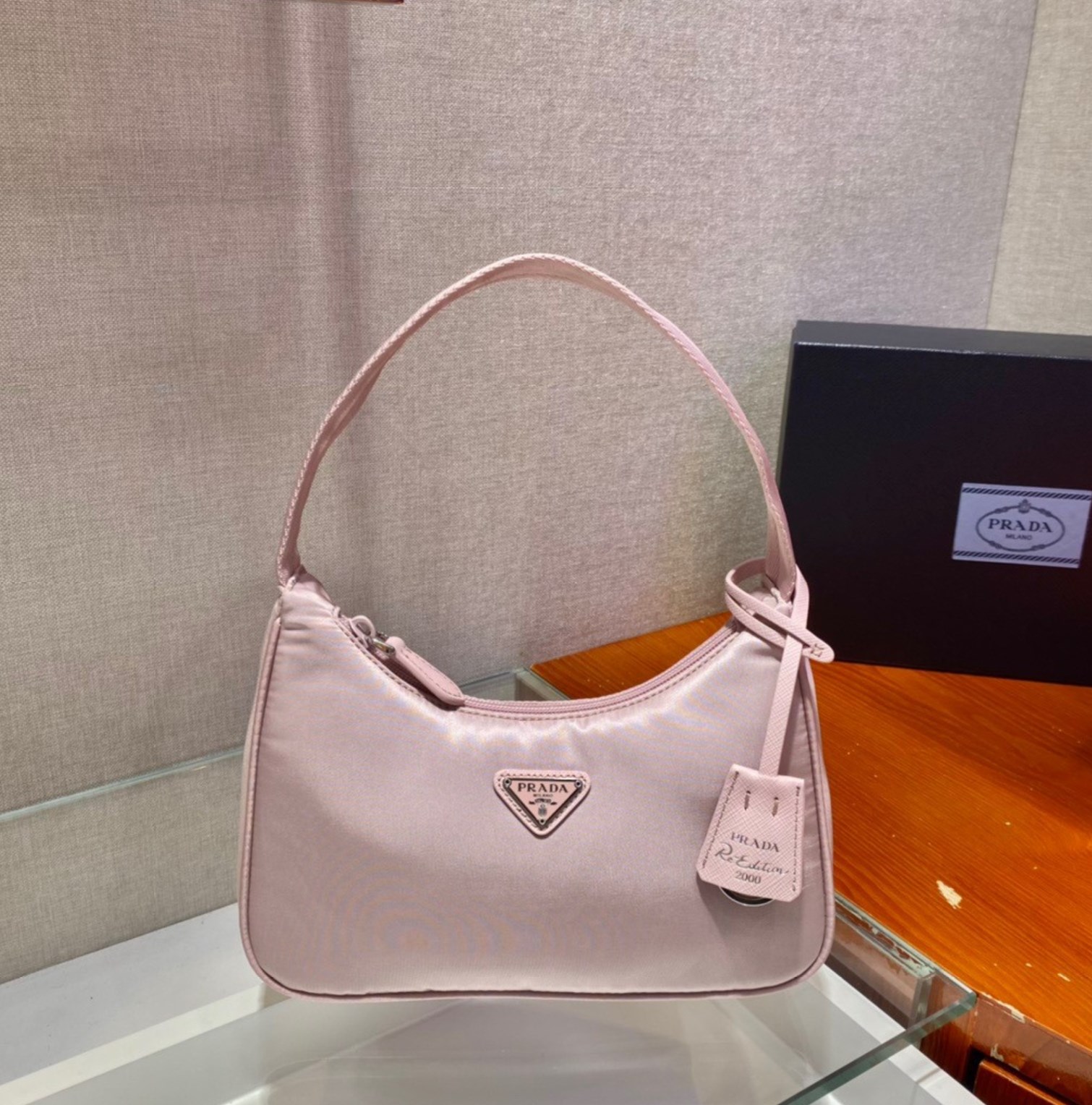 Replica canvas pink prada hobo bag