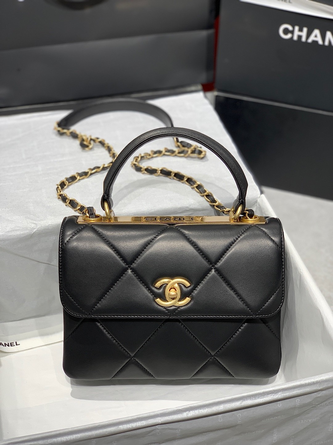 Chanel  Lambskin Quilted Trendy CC Top Handle Flap bag