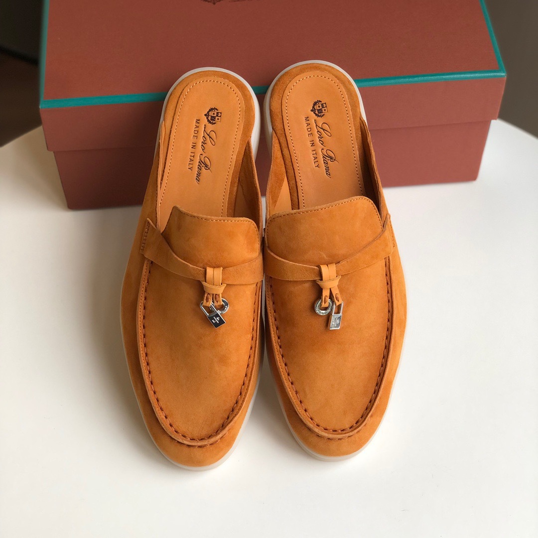 Loro*Piana Women's Slippers LP Leather flat lazy comfortable slip-on Muller sandals