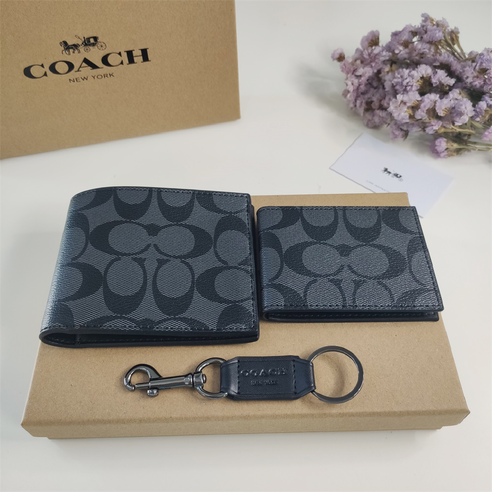 Coach 3 In 1 Wallet Men Folding Wallet Purse
