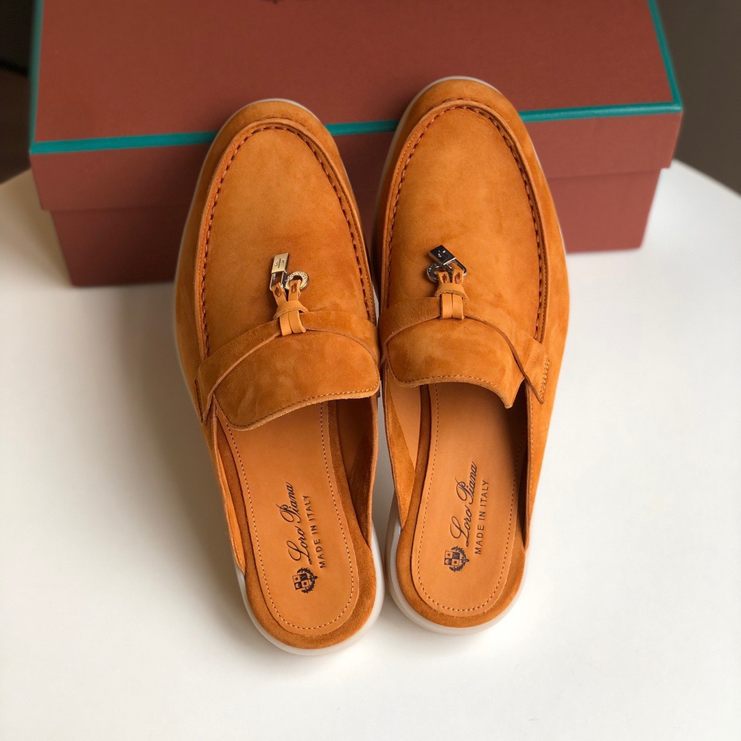 Loro*Piana Women's Slippers LP Leather flat lazy comfortable slip-on Muller sandals