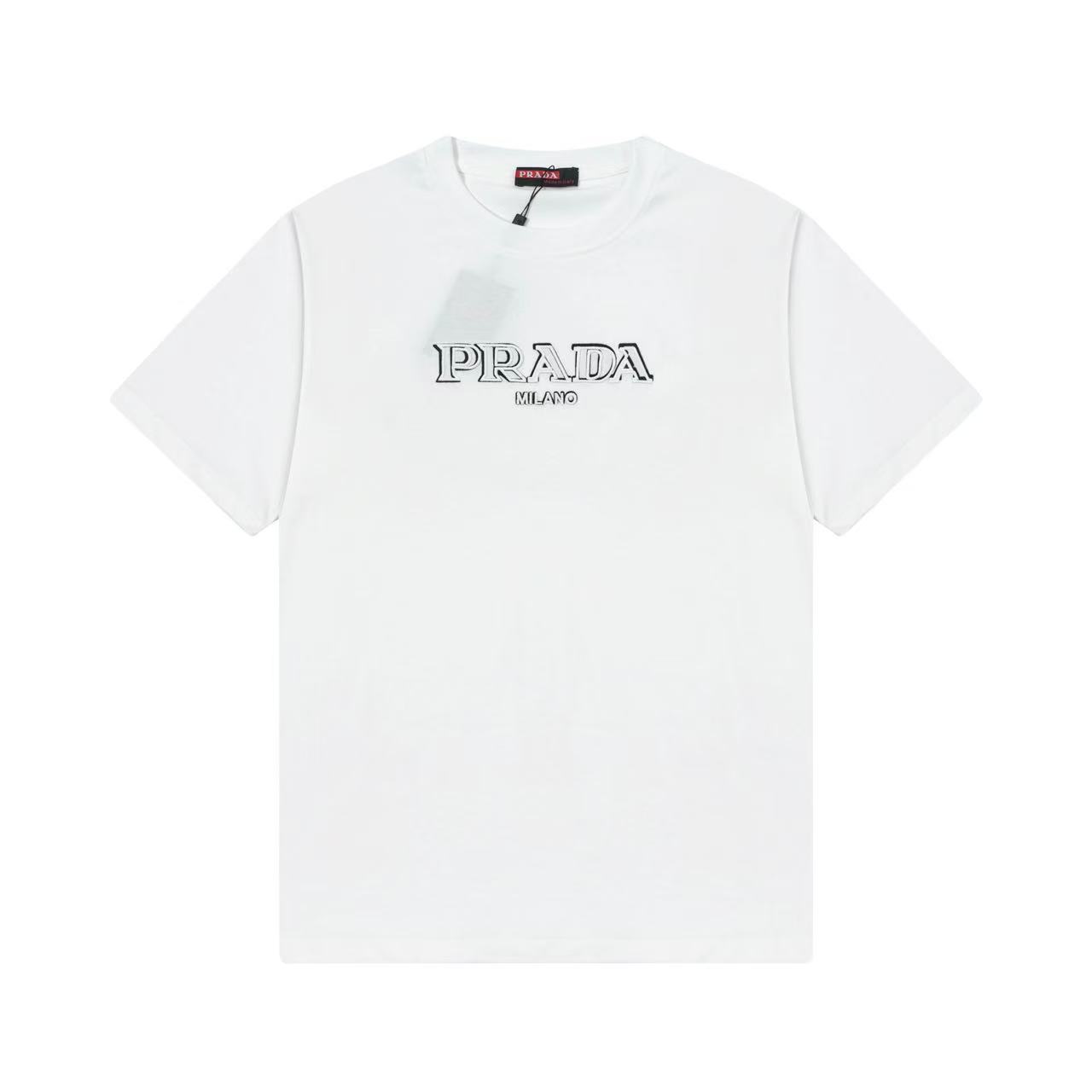 Prada embroidered letter logo T-shirt
