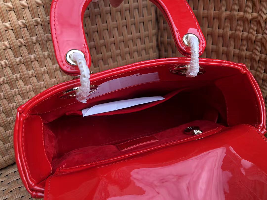 Dior red patent leather Diana bag