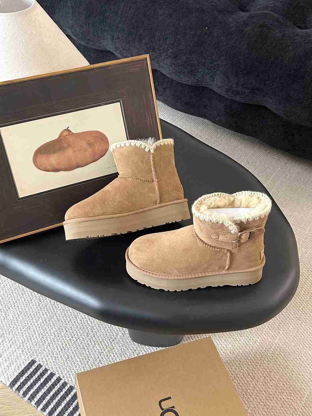 High Quality Women's Genuine Suede Pull on Boot Fuzzy Boots