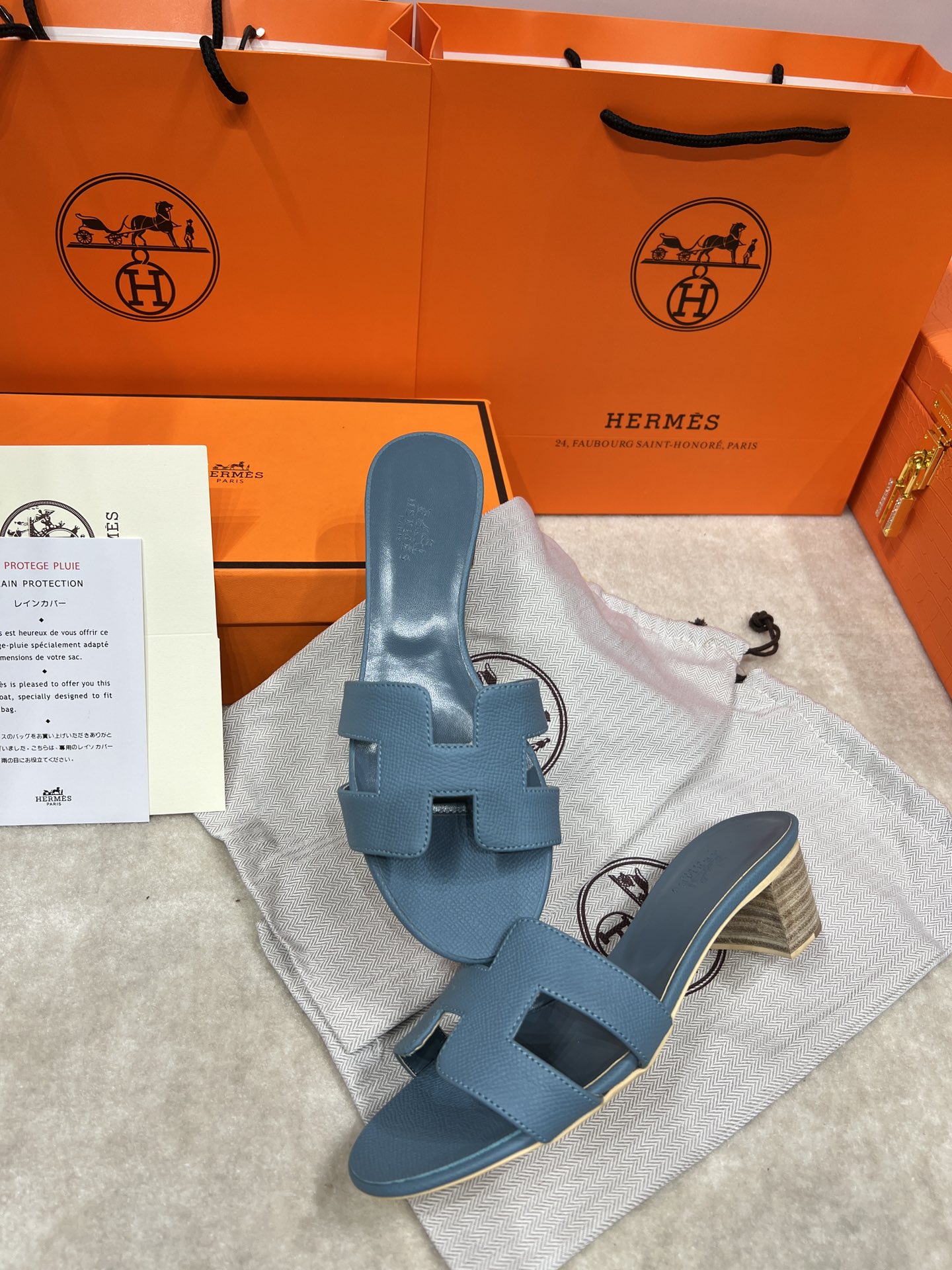 Hermes wooden chunky sandals