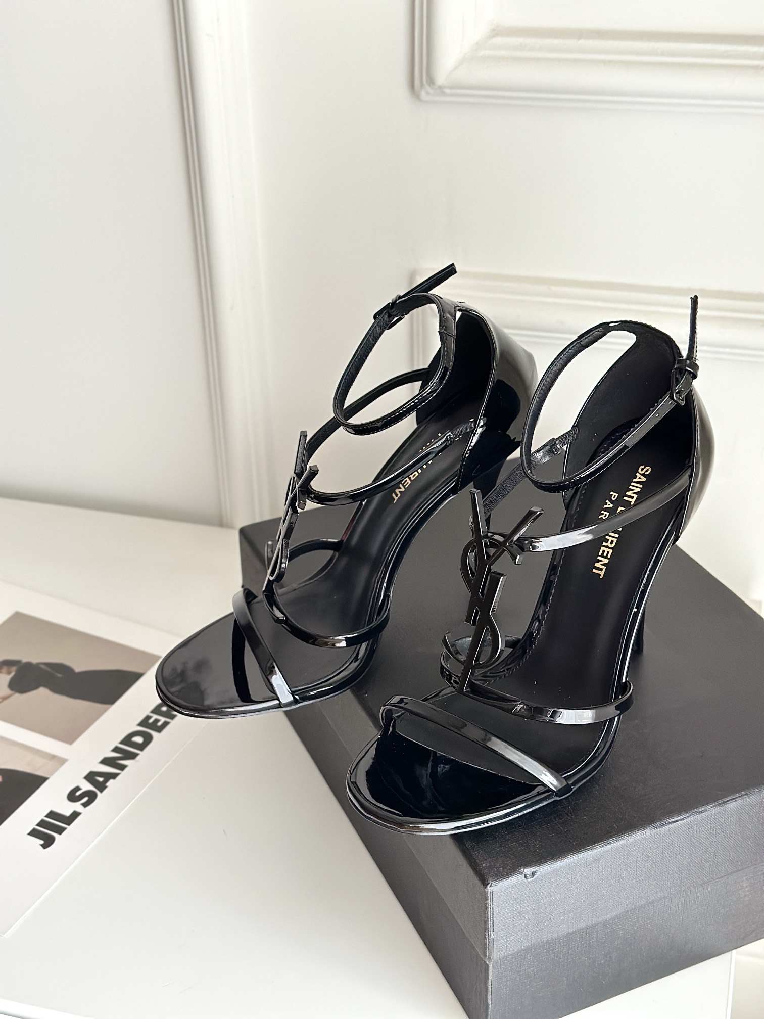 SAINT LAURENT LOGO high-heeled sandals