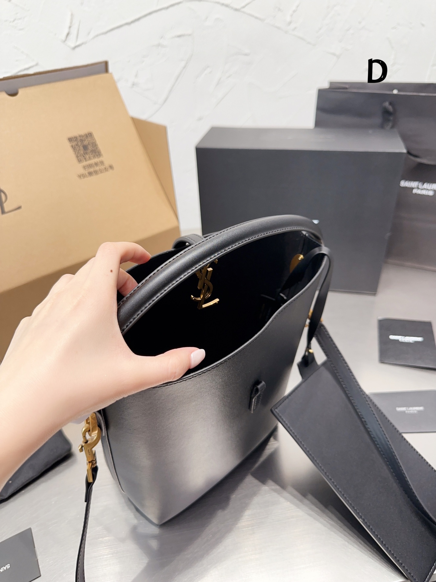 YSL bucket chain crossbody bag