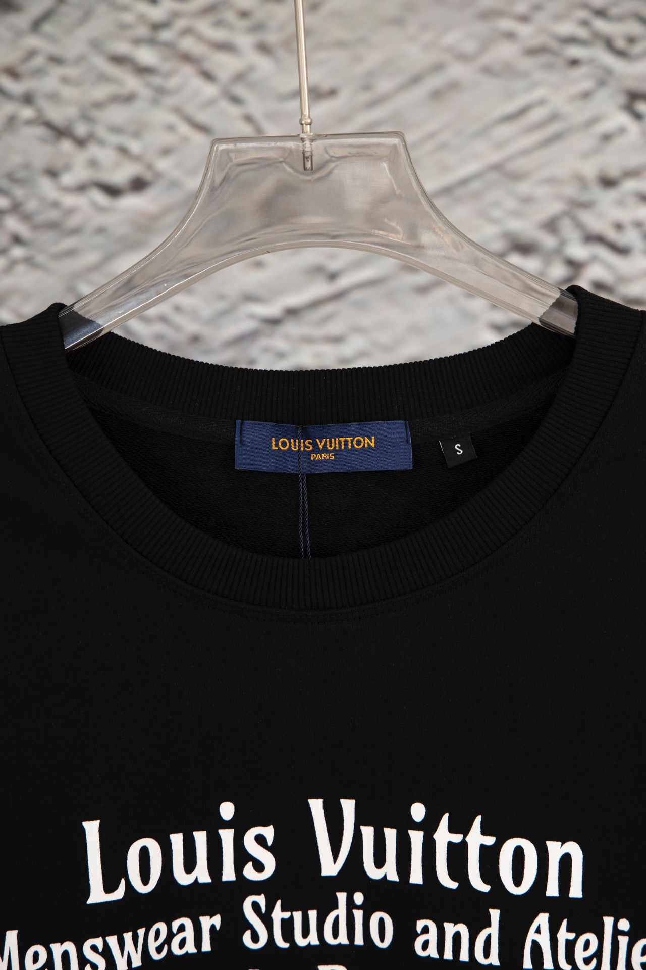 Replica LV large Logo printed crew neck hoodie