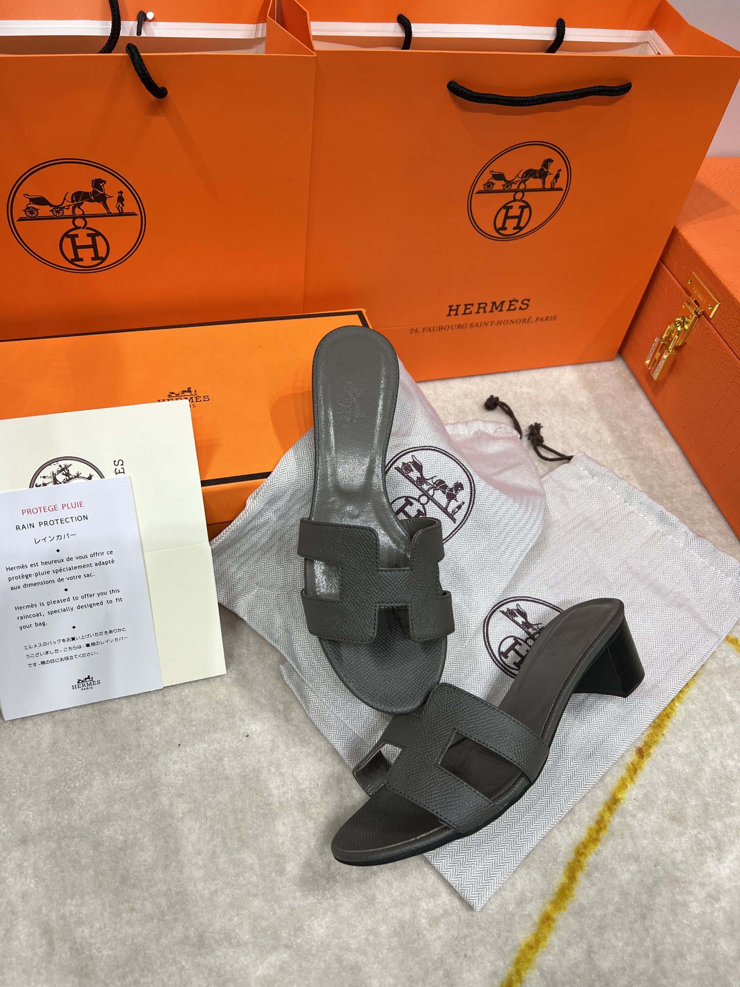 Hermes wooden chunky sandals