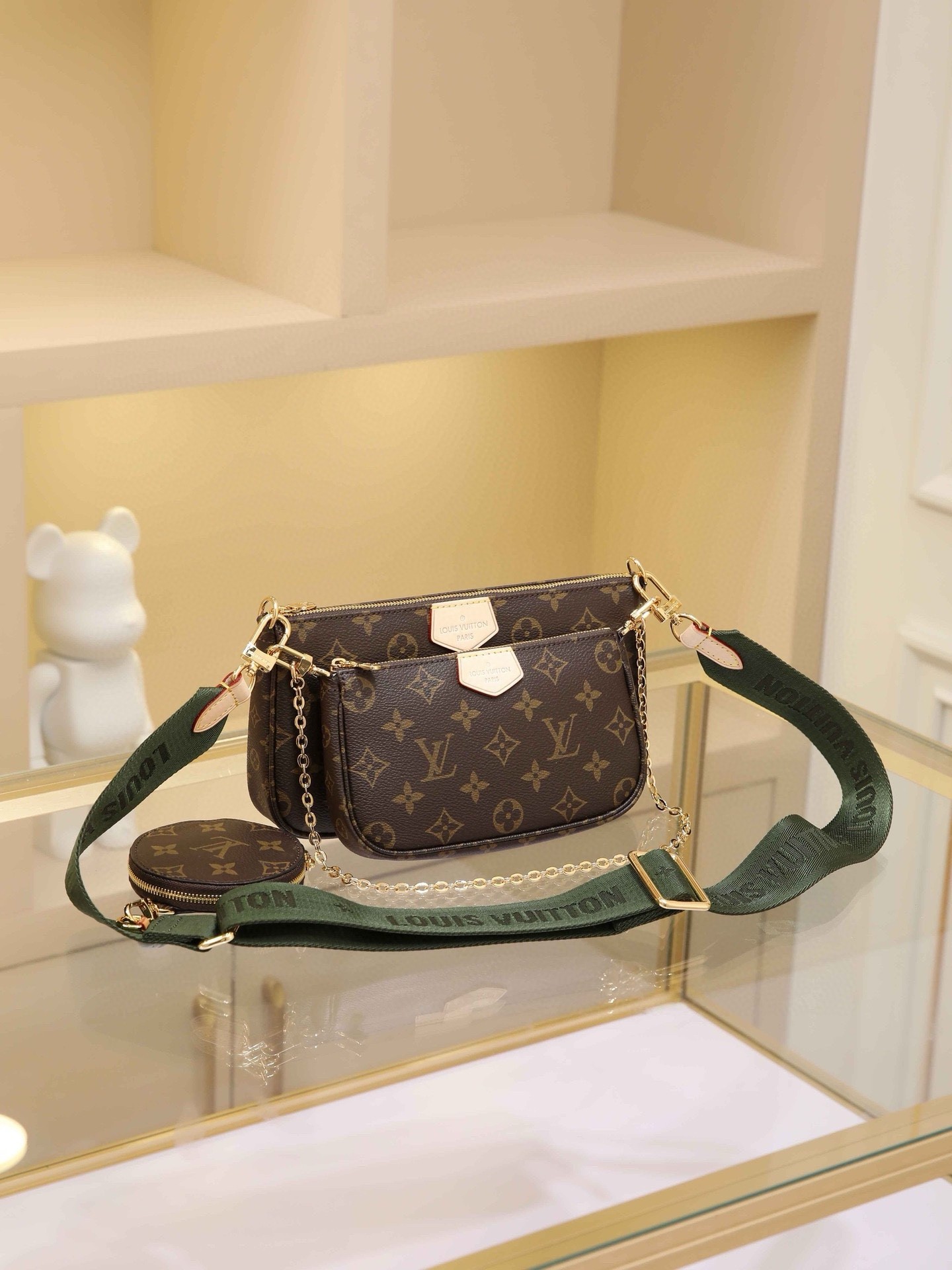 High quality LV Multi Pochette Accessories Monogram three piece set