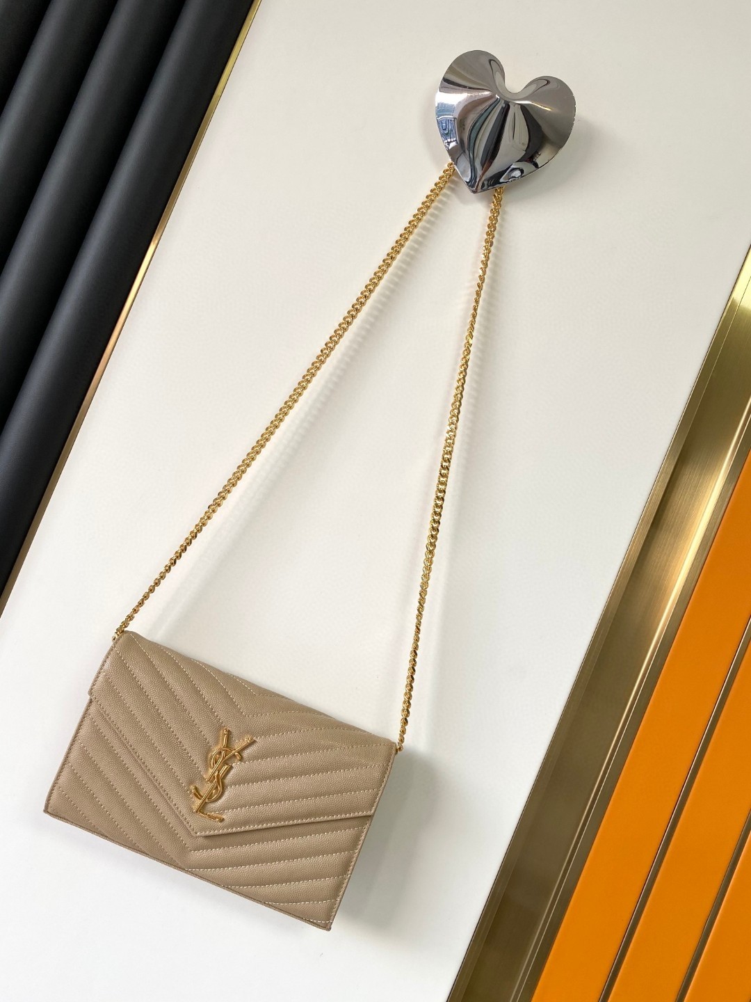 Top version YSL monogram woc 100% leather chain bag