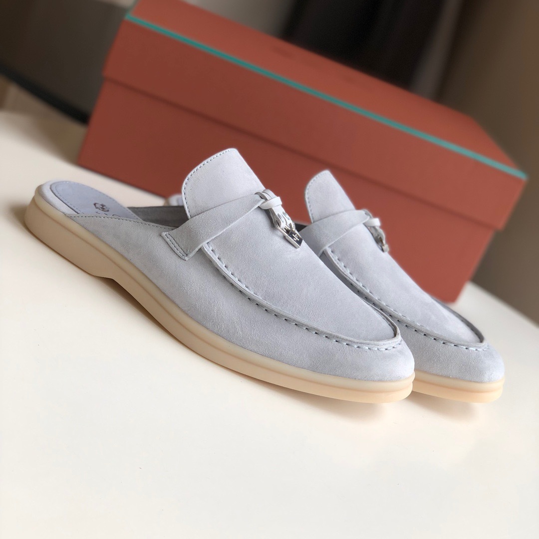 Loro*Piana Women's Slippers LP Leather flat lazy comfortable slip-on Muller sandals