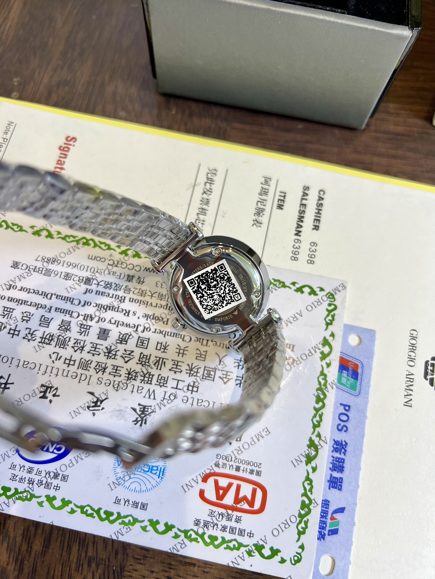 Replica Emporio Armani AR1925 Crystal Pave White Dial Stainless Steel Ladies Watch