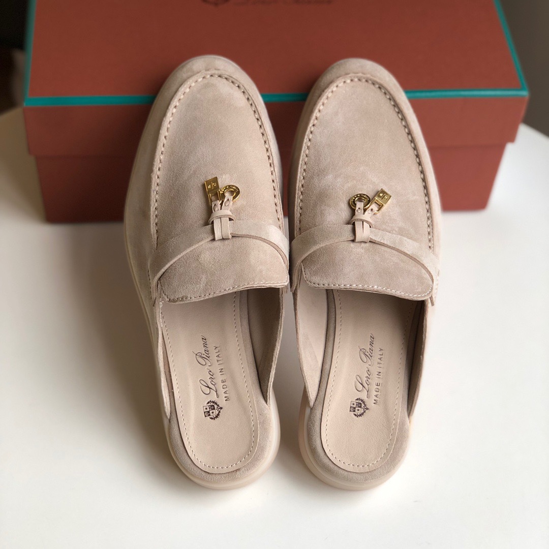 Loro*Piana Women's Slippers LP Leather flat lazy comfortable slip-on Muller sandals