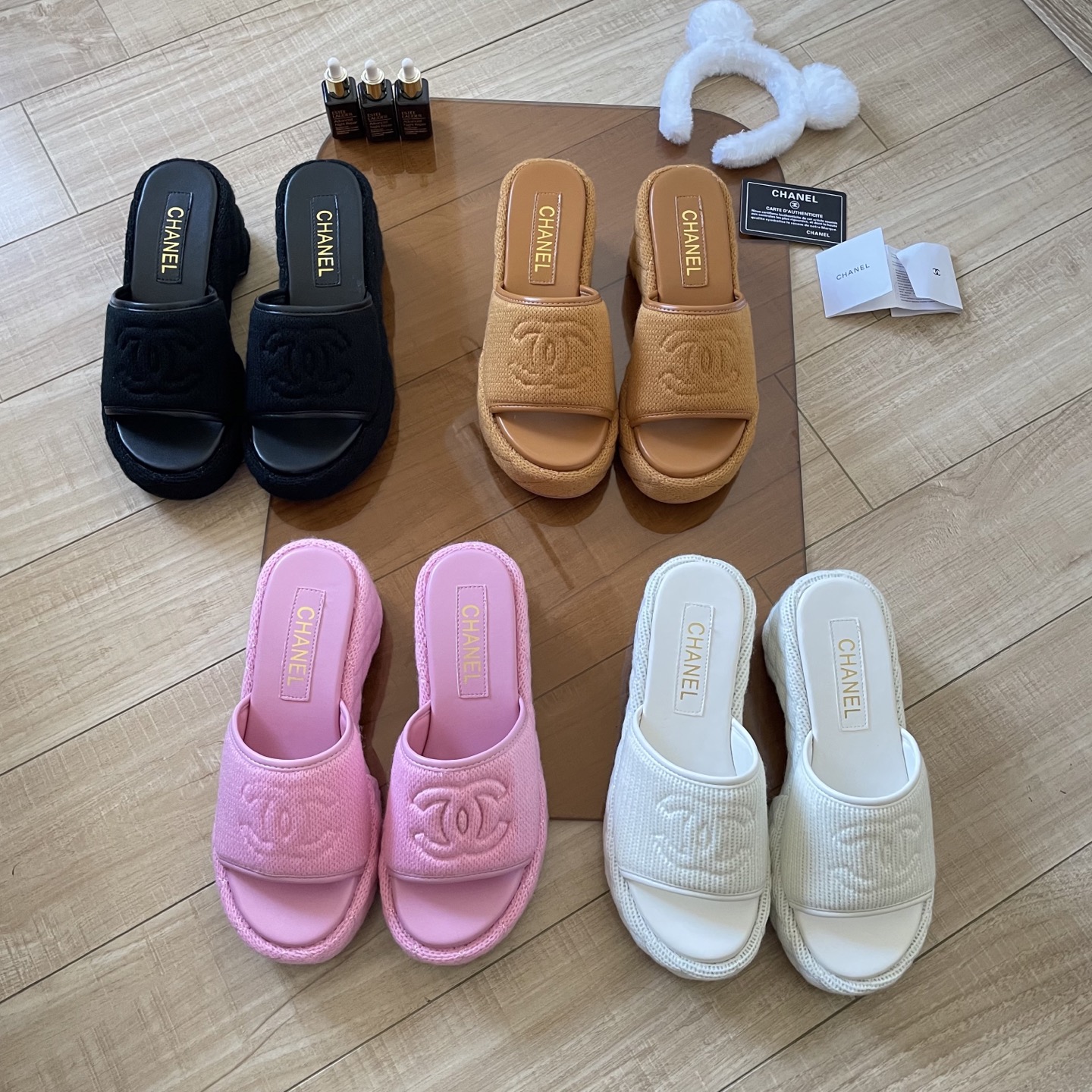 Chanel 25SS knitted thick-soled slippers