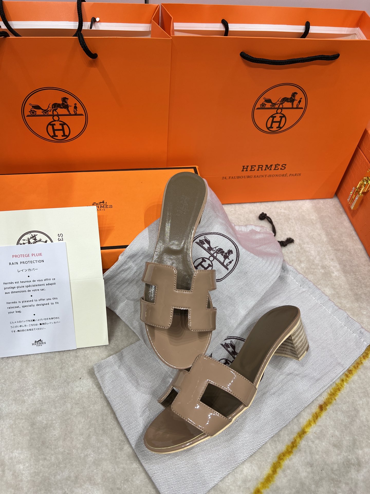 Hermes wooden chunky sandals