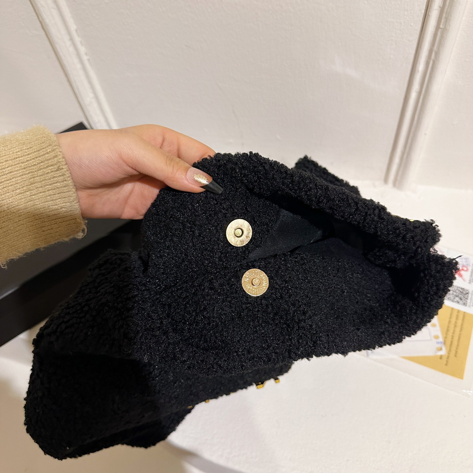 Chanel lamb wool chain bag