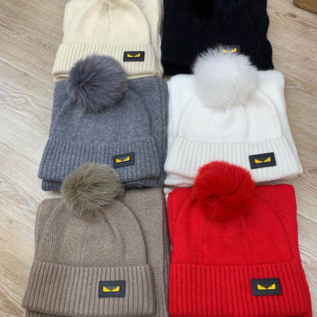 Fendi Hat+Scarf set Rabbit velvet fabric