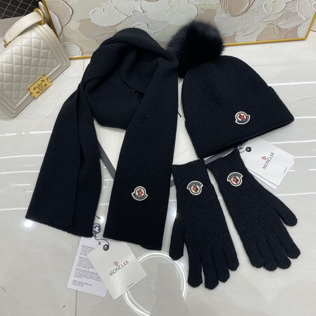 Moncler Three piece set(hat+scarf+glove)