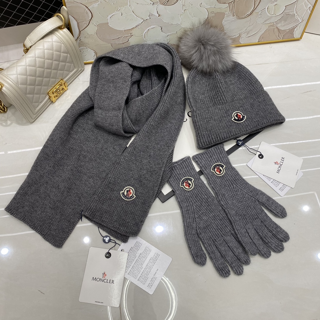 Moncler Three piece set(hat+scarf+glove)