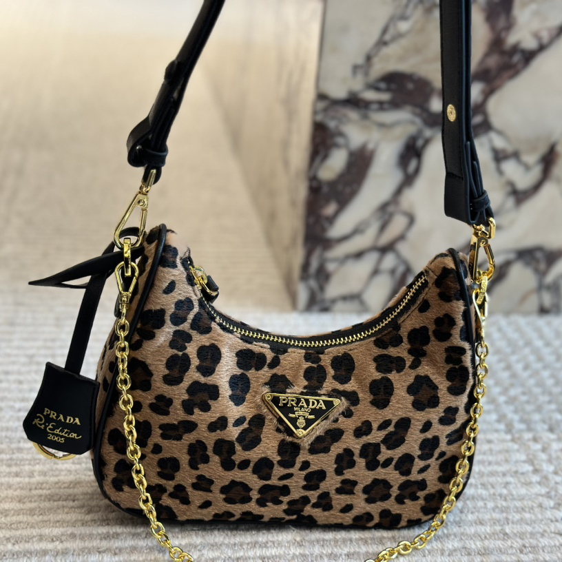 Prada Leopard print hobo armpit bag