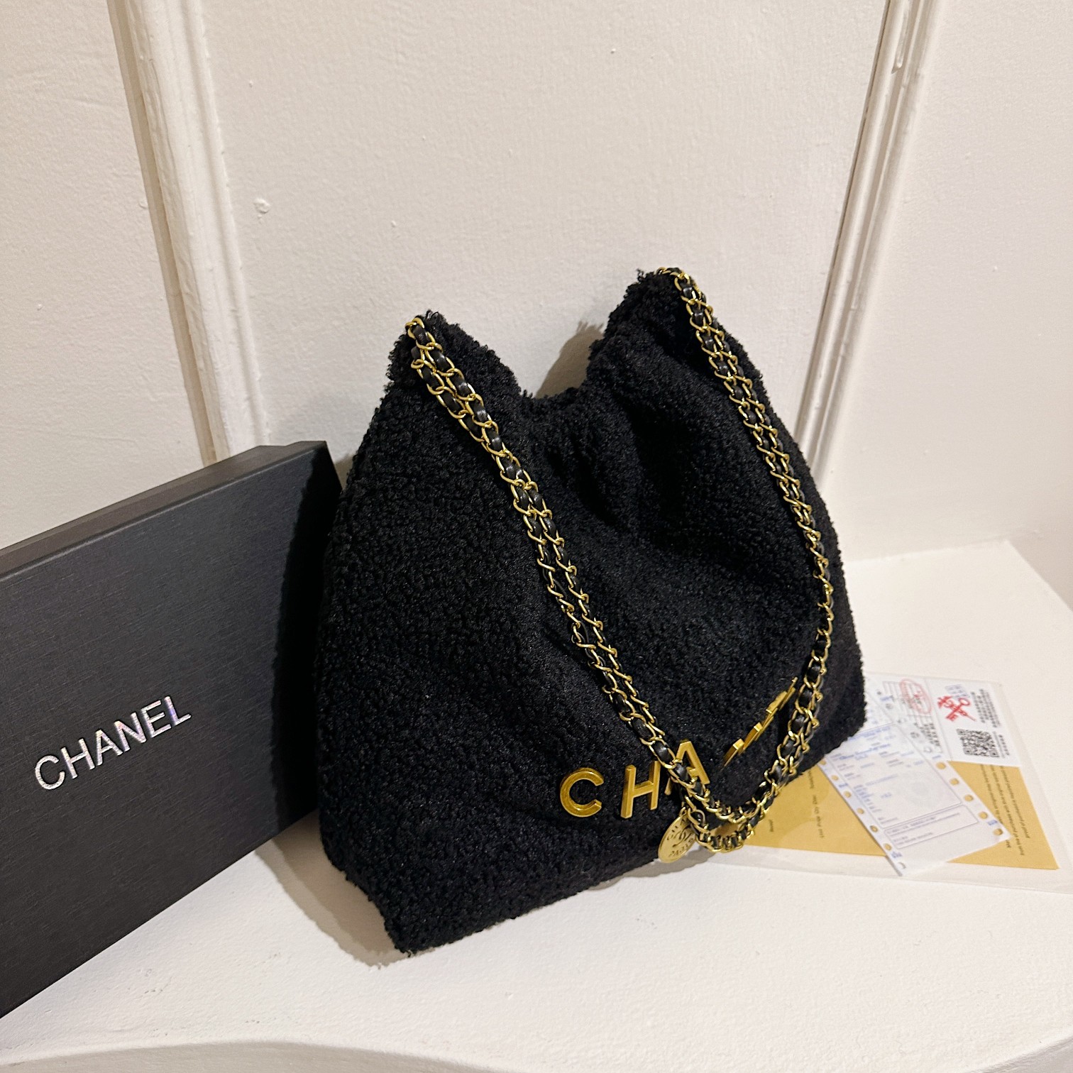Chanel lamb wool chain bag