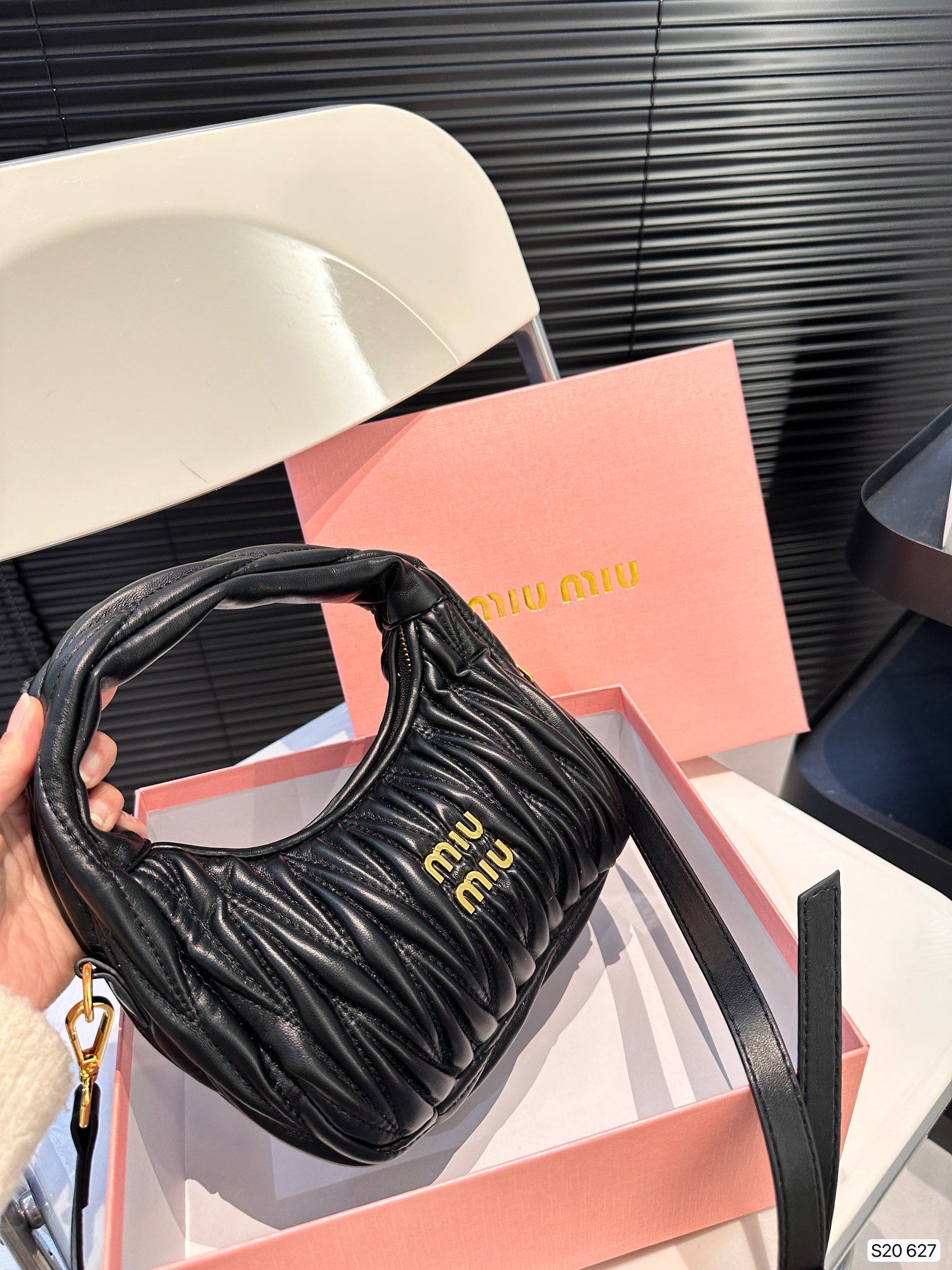 Replica Miu Miu  Small Nappa Leather Wander Top-Handle Bag