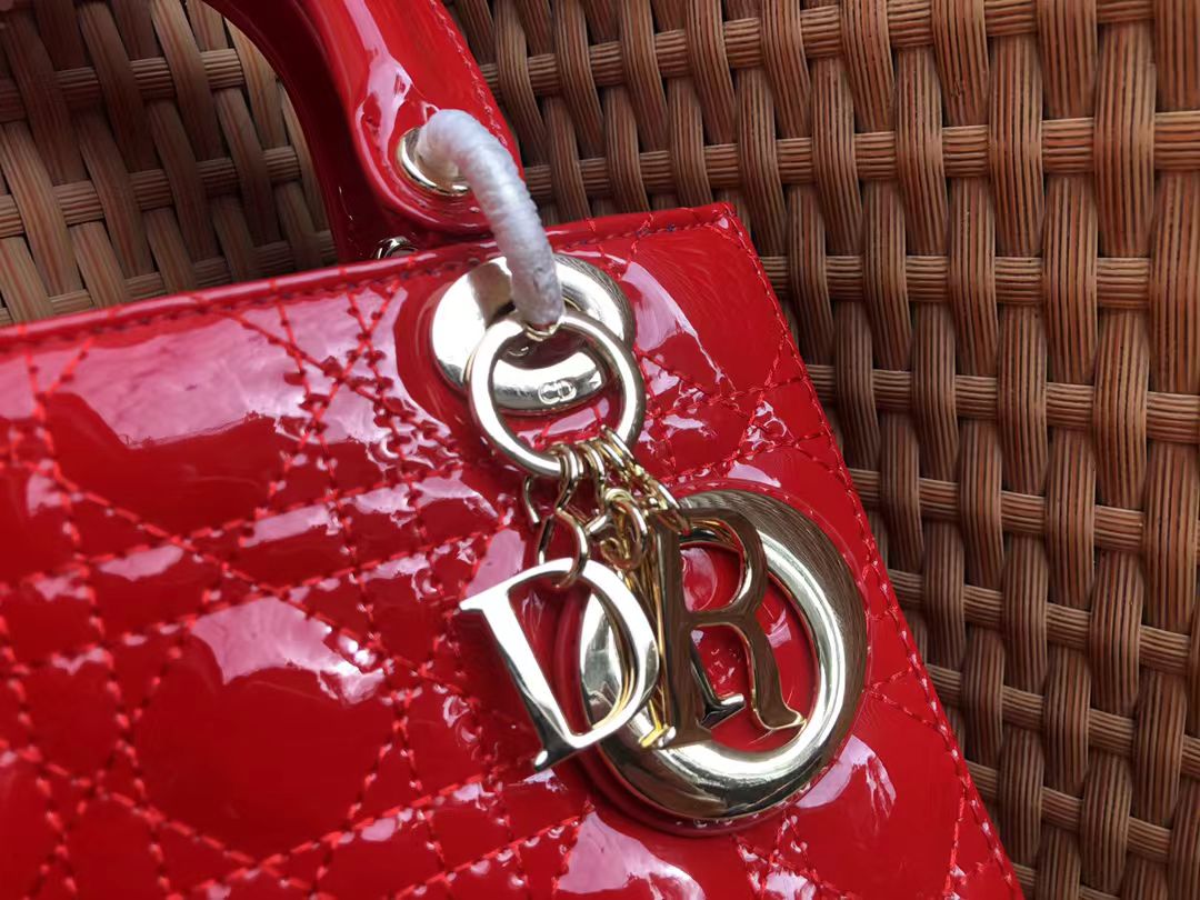 Dior red patent leather Diana bag