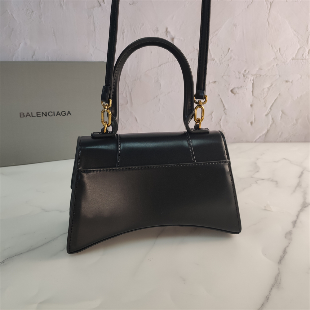 Balenciaga Black Croc Embossed Leather Hourglass Handle Bag