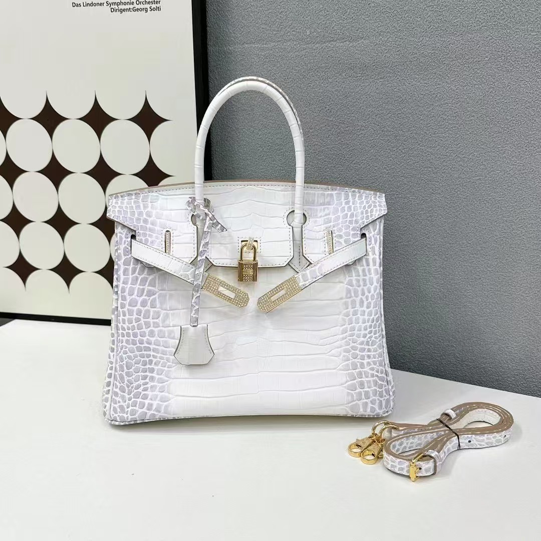 Hermes Platinum Alligator Pattern crossbody bag