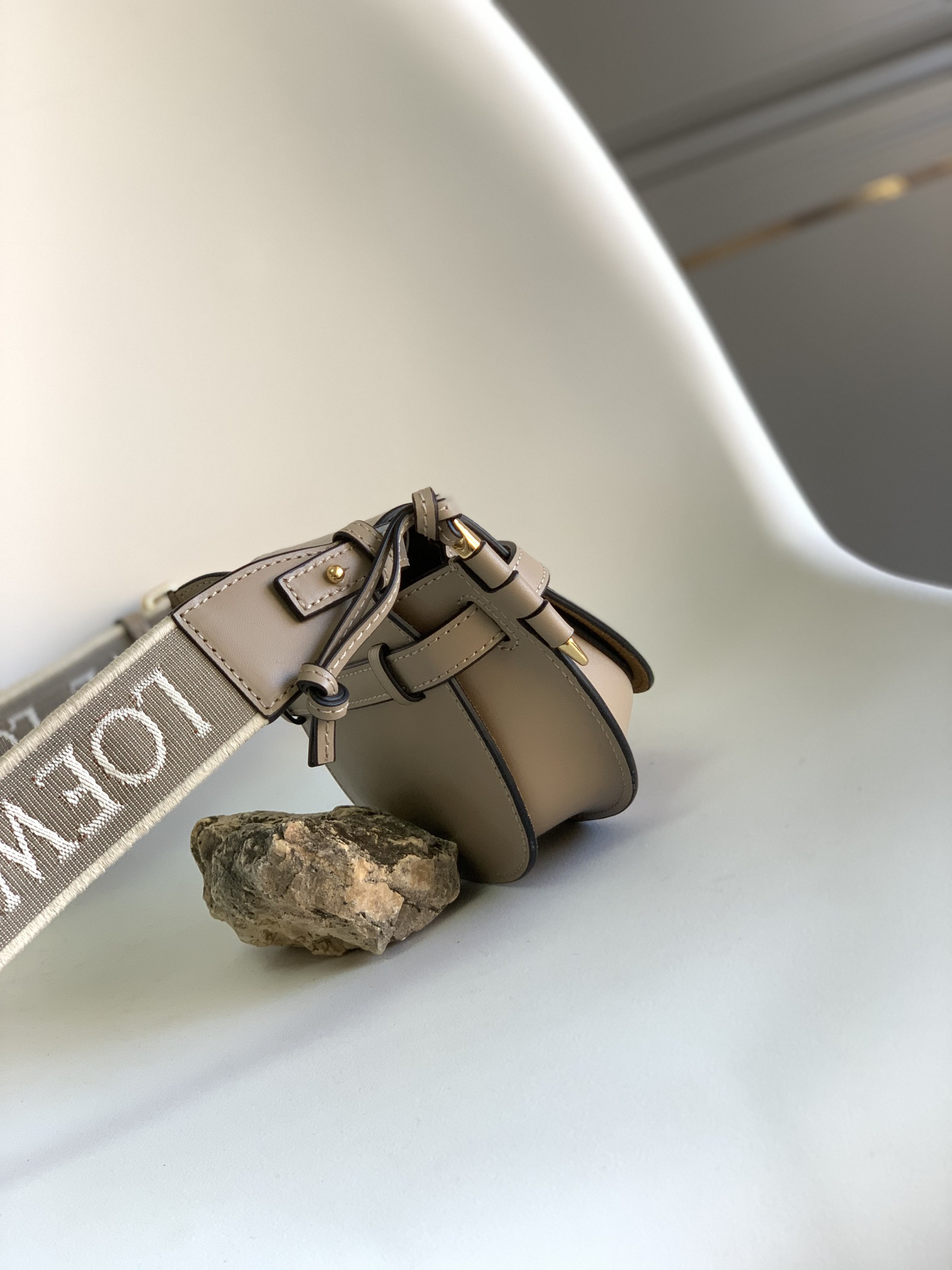 Replica Loewe Women Small Gate Bag in Soft Calfskin and Jacquard-Black