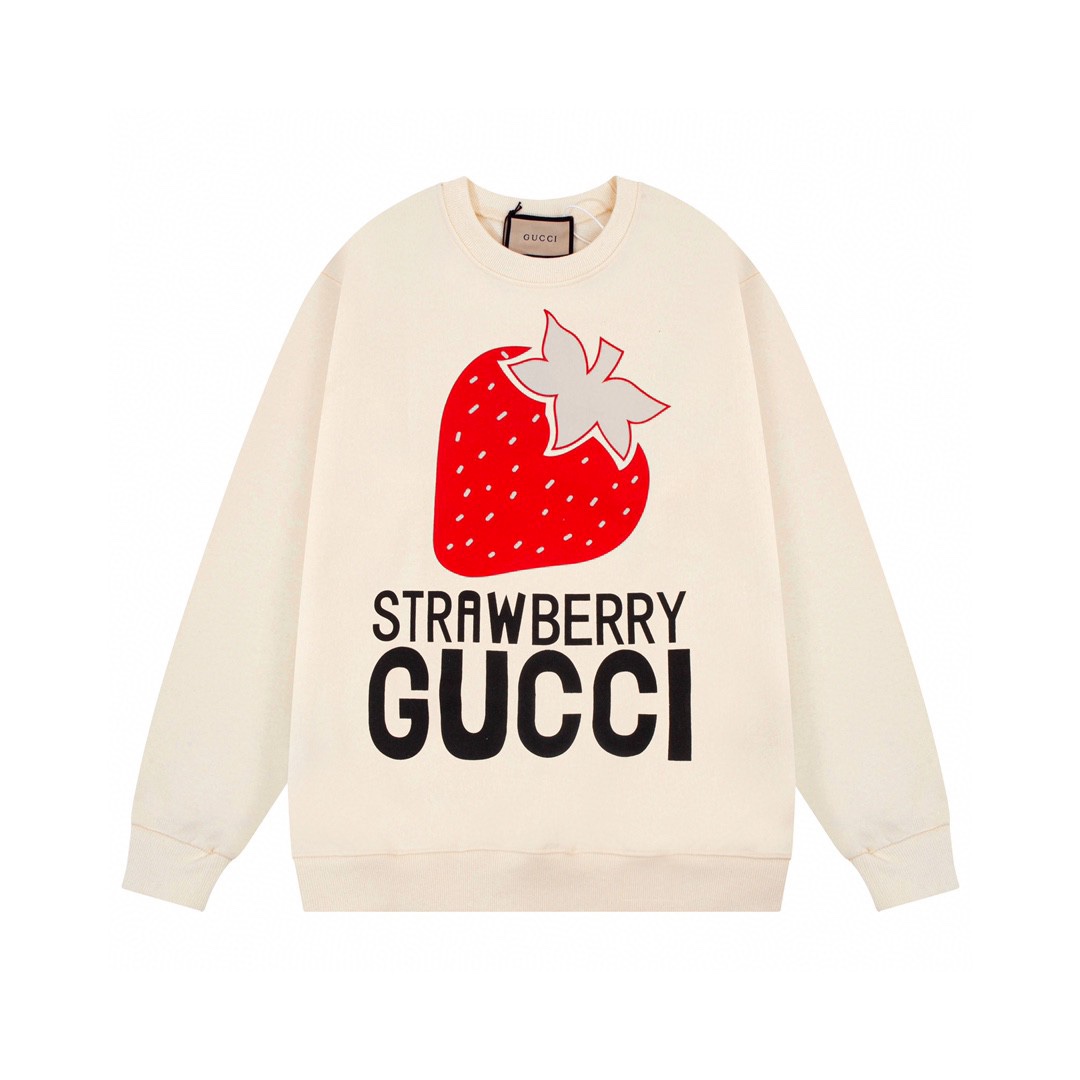Replica Gucci iced plum powder strawberry crew-neck hoodie