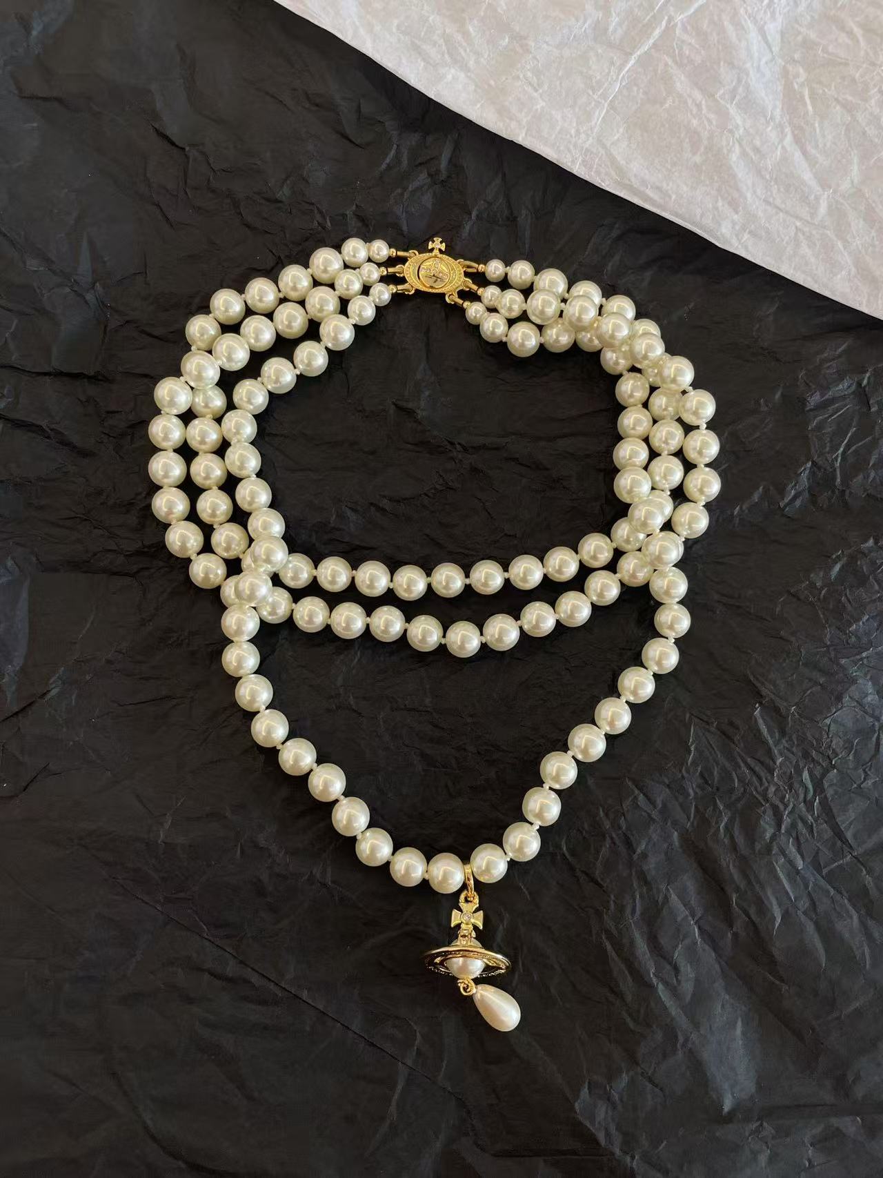 Vivienne Westwood Triple Pearl Pendant Necklace