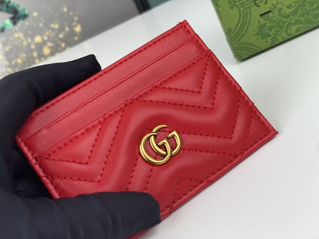 Replica Gucci GG Marmont Women Real Leather Card Bag