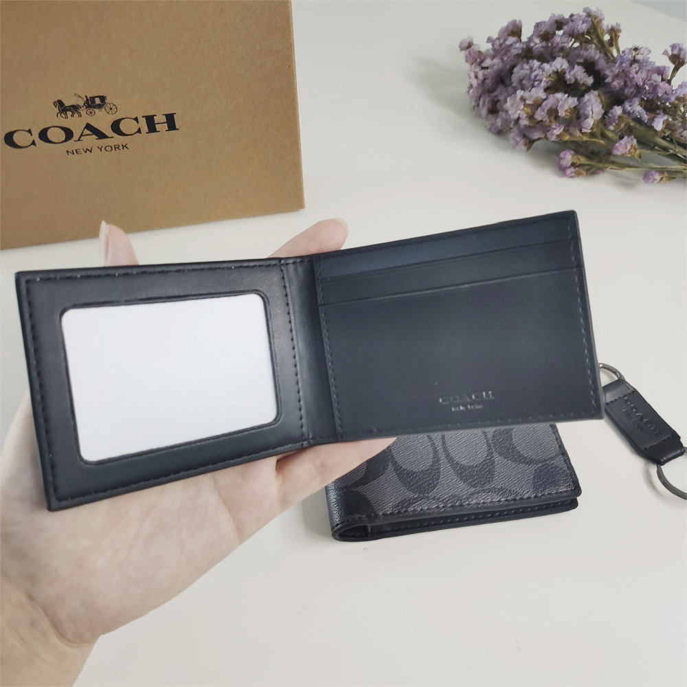 Coach 3 In 1 Wallet Men Folding Wallet Purse