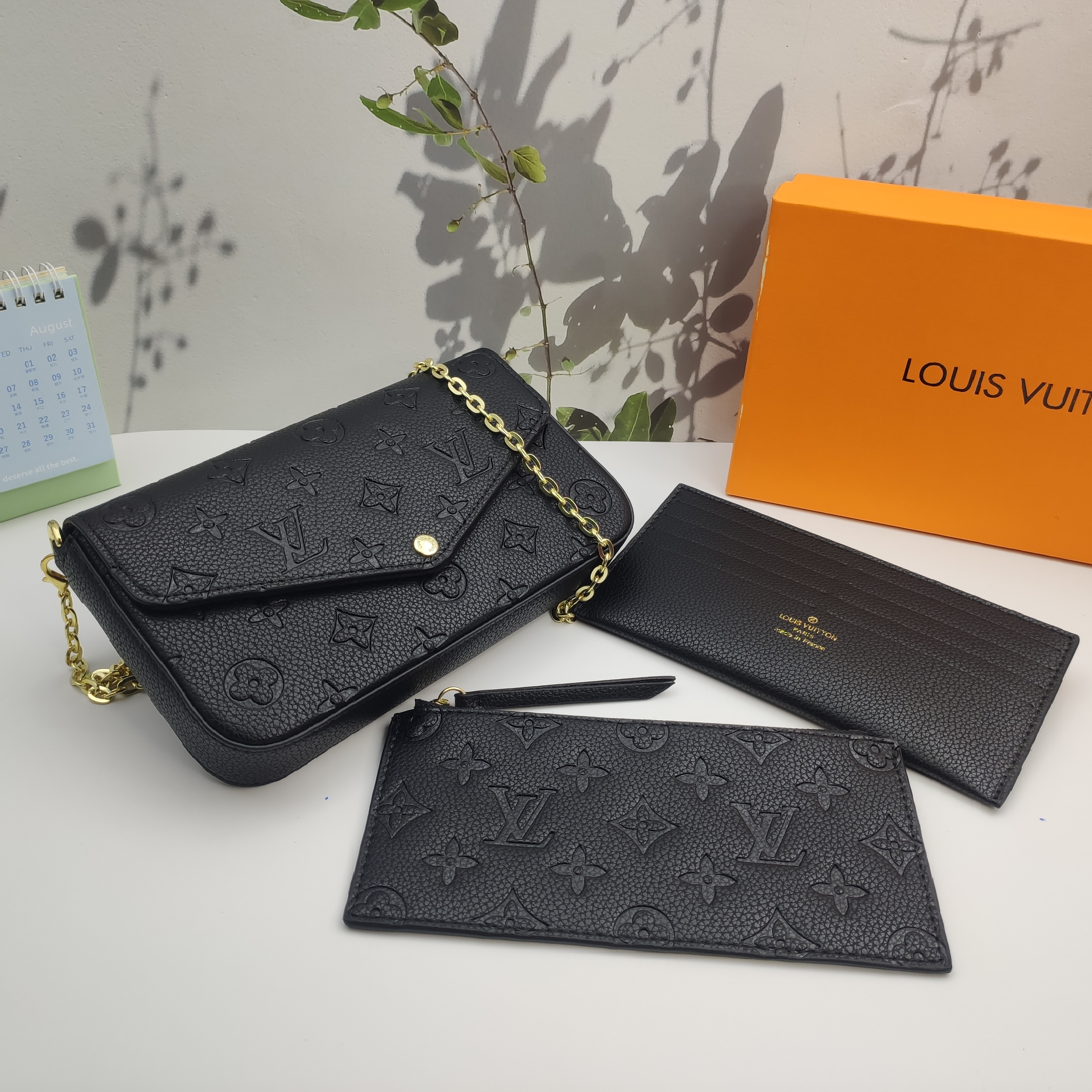 LV Louis Vuitton Félicie Pochette Monogram Canvas Fuchsia Crossbody Bag