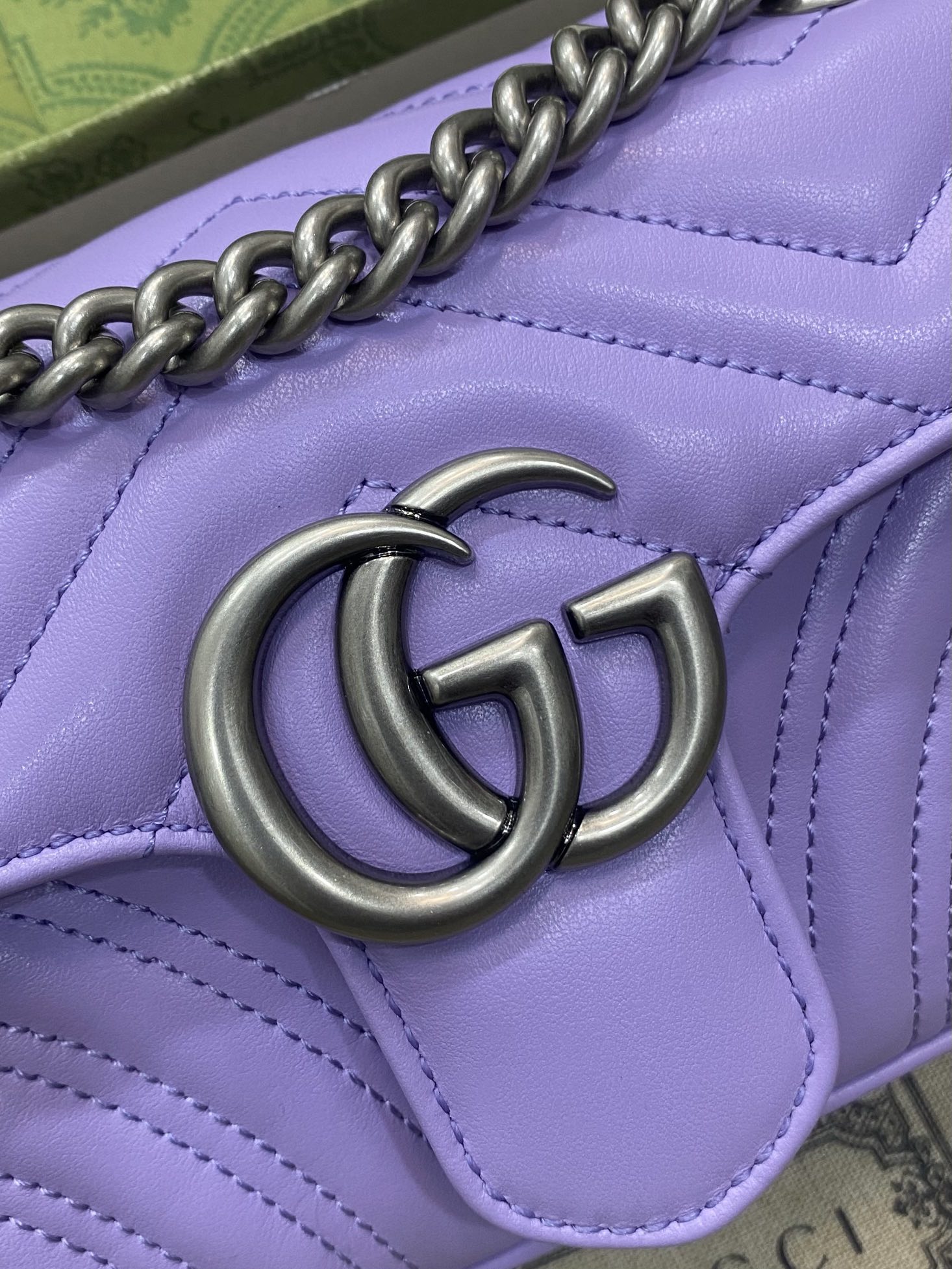 Top version Gucci GG Marmont chain bag Original factory leather