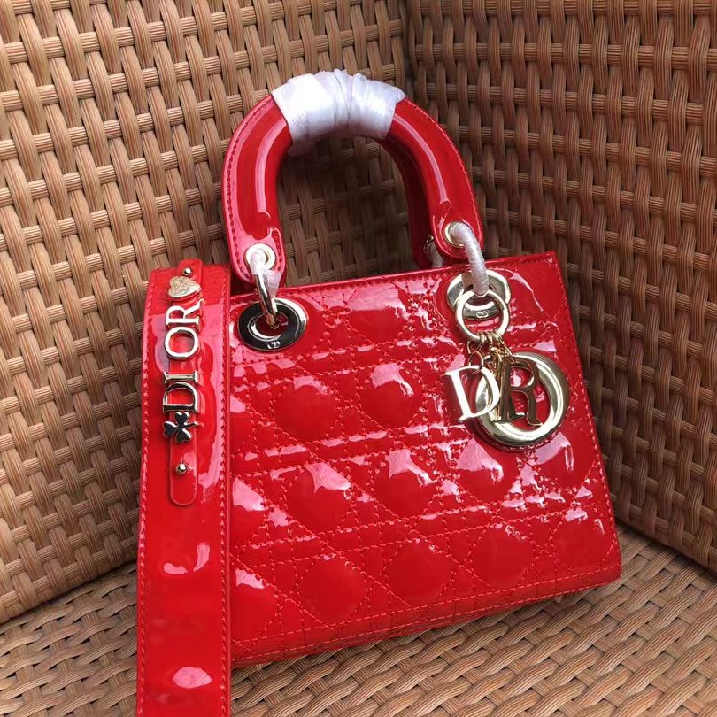 Dior red patent leather Diana bag
