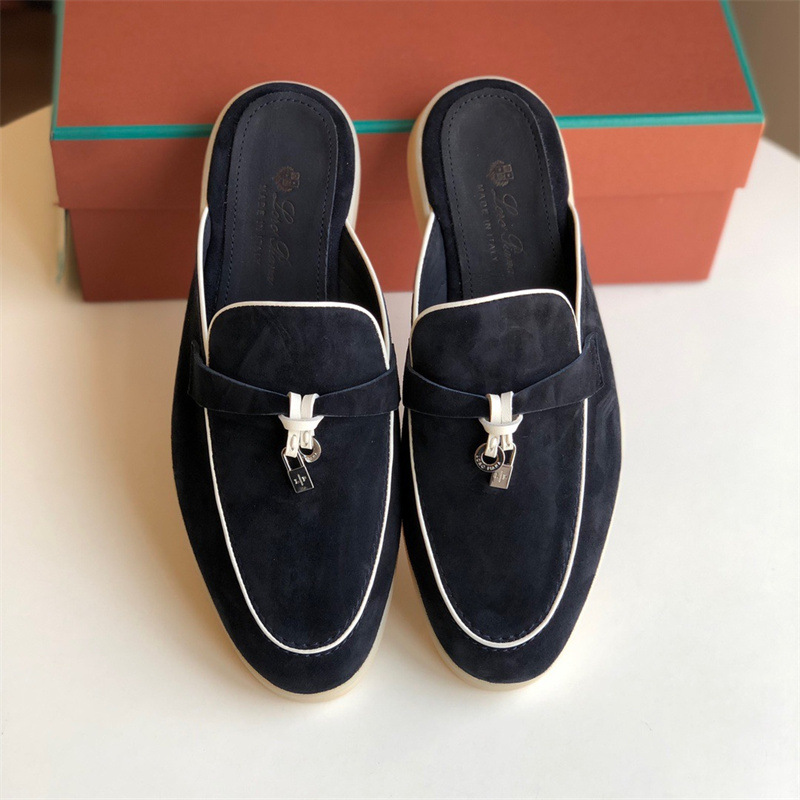 Loro*Piana Women's Slippers LP Leather flat lazy comfortable slip-on Muller sandals